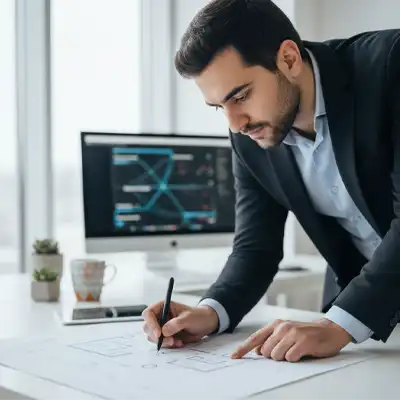کارشناس شرکت پاوان در حال طراحی پلن امنیتی و مشاوره دوربین مداربسته